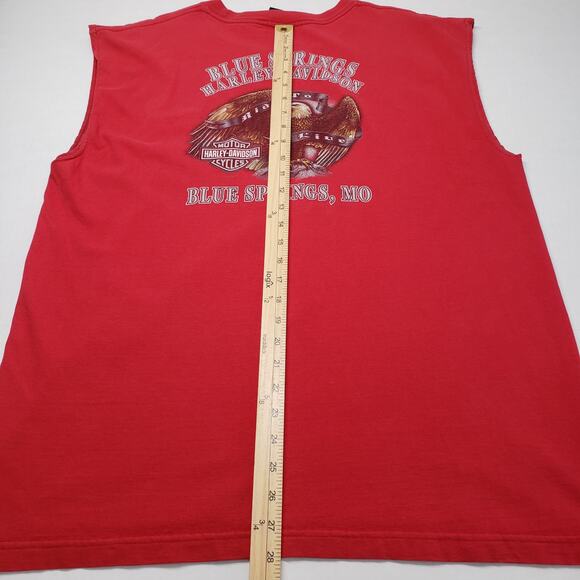 Harley Davidson T-Shirt Mens XL Red Sleeveless Muscle Shirt Cut Off Missouri USA - Picture 8 of 13